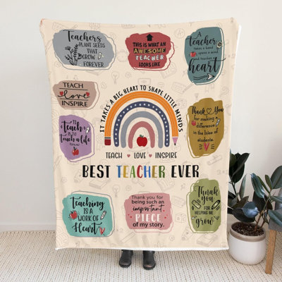 Cachet de valorisation des enseignants, cadeau «Best Teacher Ever», jeté Happy Teachers 'Day 60 po x 80 po Plus, vous recevrez un sac en toile sur le thème du Campus gratuit