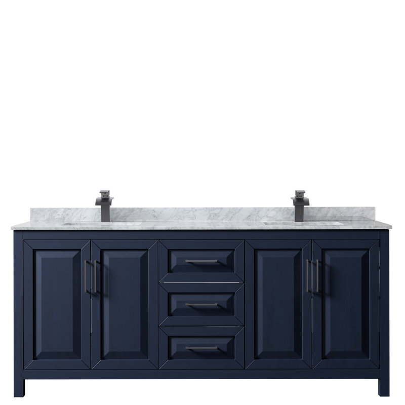 Daria 80'' W Double Vanity, Dark Blue, Matte Black