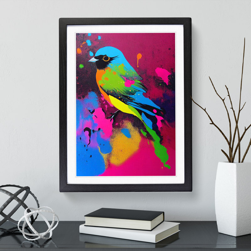 Bird Splash No.2 - Wall Art, Black Framed, 66cm H x 48cm W x 2cm D, White