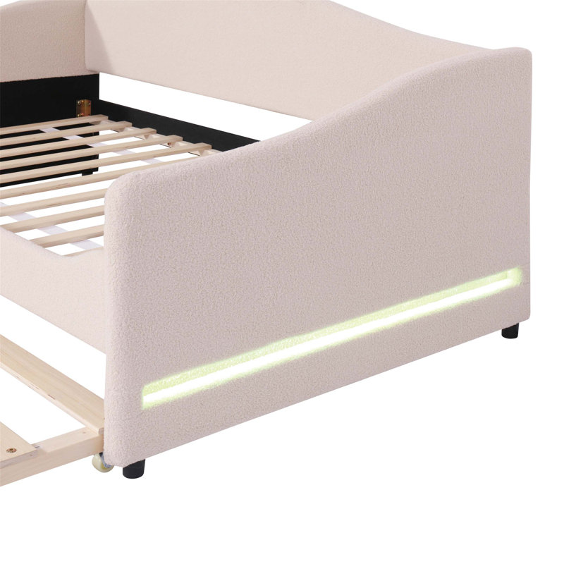 Upholstered Daybed with Smart LED Lighting and Trundle, a Functional and Stylish Addition for Modern Living Spaces, Twin