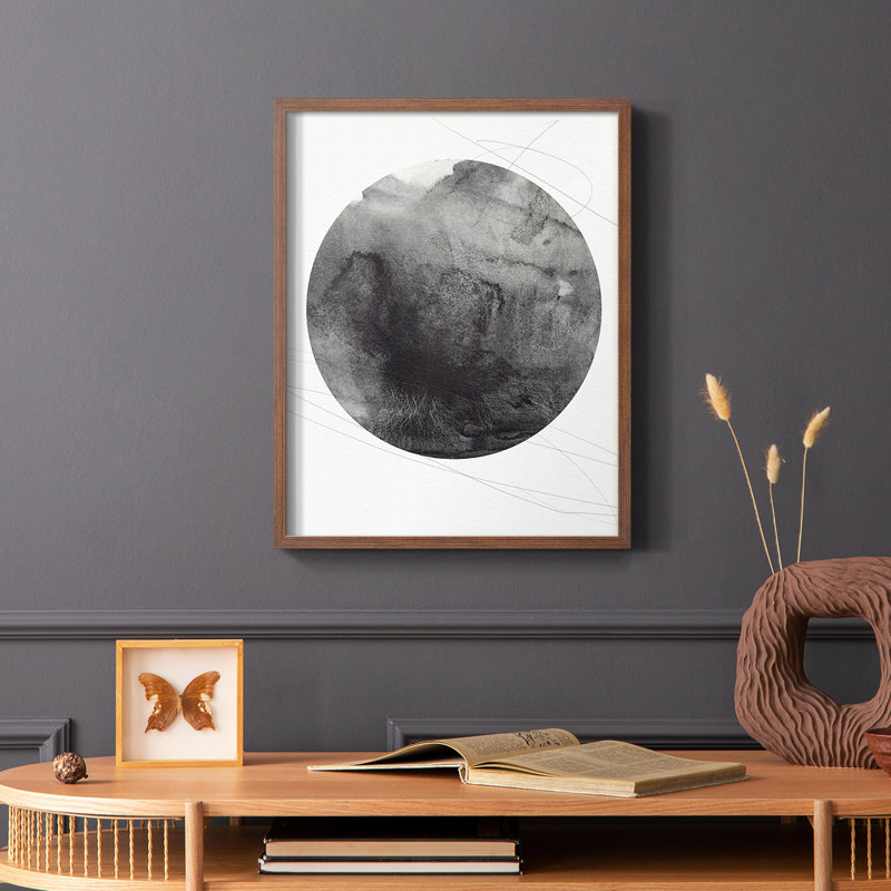 Graphite Moon I Framed Print - Solid Wood, Brown Single Picture Framed, 14" H x 11" W