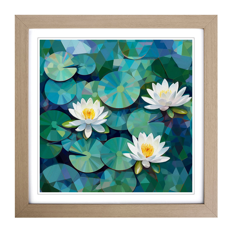 Water Lily Pond Geometric - Framed Print, Oak