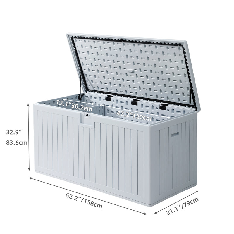 Balconera 230 Gallons Water Resistant Deck Box With Flexible Divide, Cream