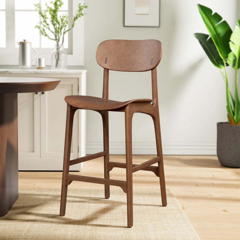 Larence Counter Stool with Solid Wood Frame, Bar Stool (29.92" Seat Height), Brown Ale