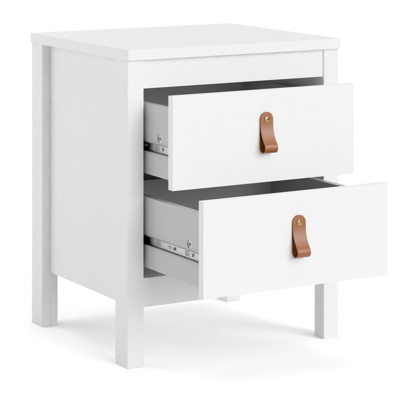 Table de chevet 2 tiroirs Cotham, Blanc