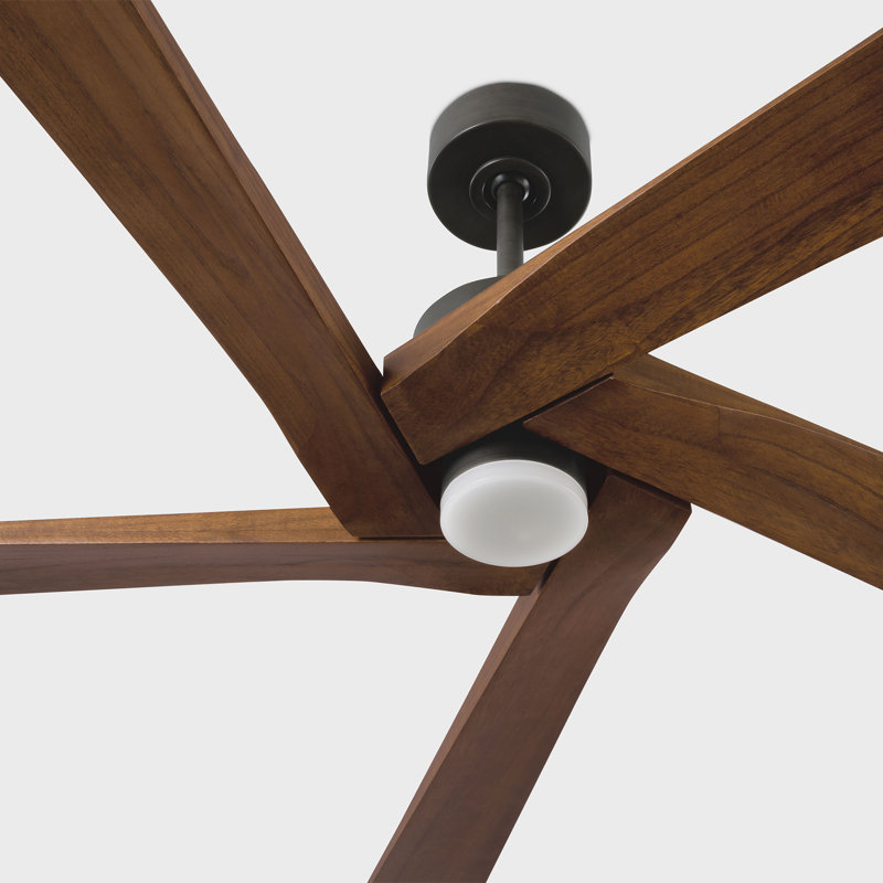 Visual Comfort Fan Aspen 84 Indoor Ceiling Fan with Threaded Downrod, Midnight Black blades and Handheld Remote, Dark Walnut