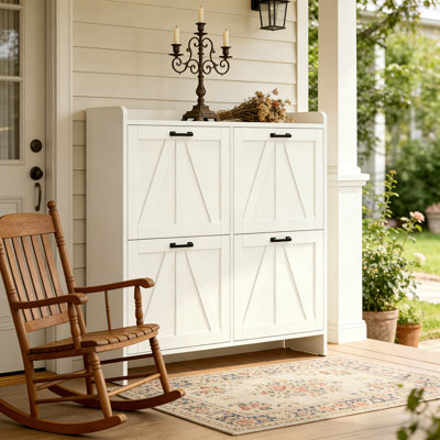 Shoe Cabinet with 4 Flip Drawers