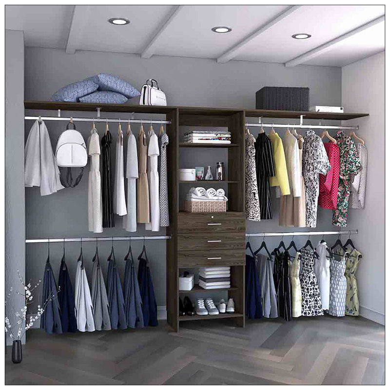 Système de placard Pittsburg, chambre à coucher, noyer foncé