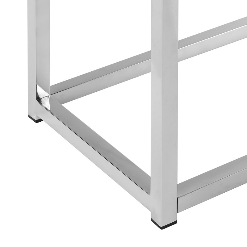 Eger 100cm Console Table, White Marble, Chrome
