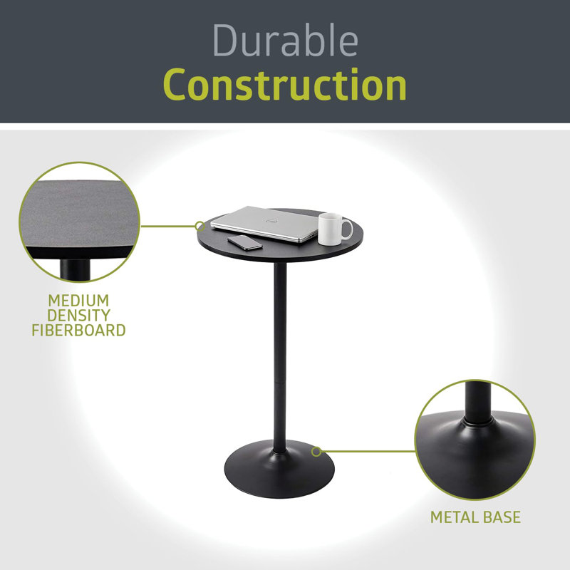 2 Pack Round Bar And Pub Table, Black