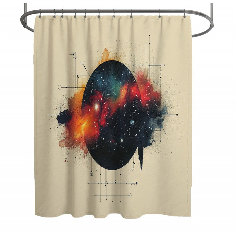 Rideau de douche Univers - Décor de salle de bain astronomique_13216, H 83 po x l 70 po