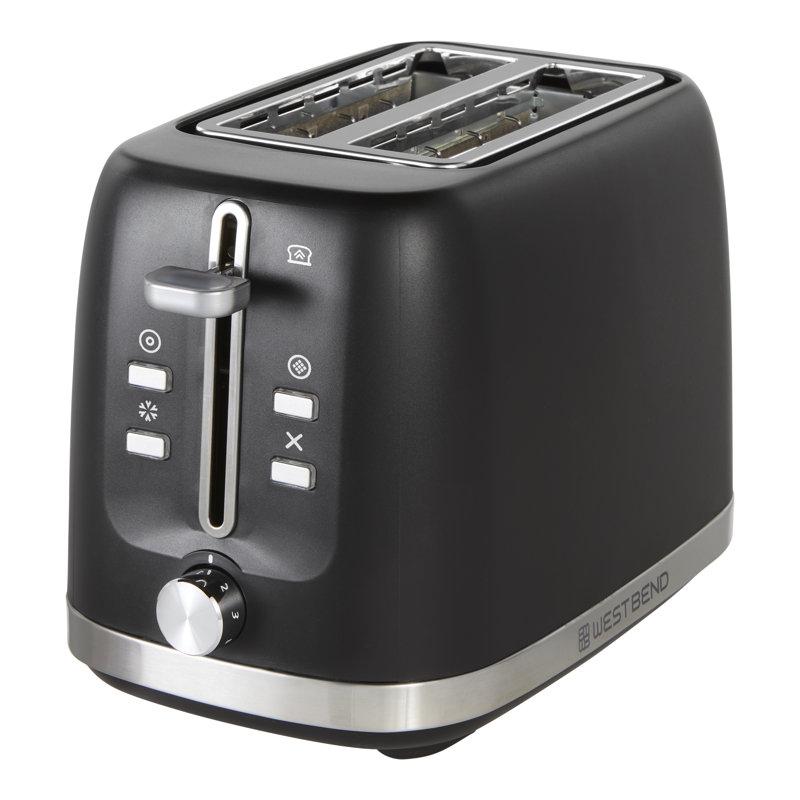 Black Stainless Steel 2-Slice Toaster with Wide Slots