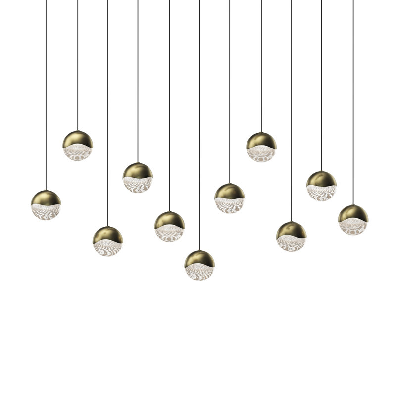 Grapes 11 - Light LED Pendant, 3.25" H x 37" W x 9.25" D, Brass