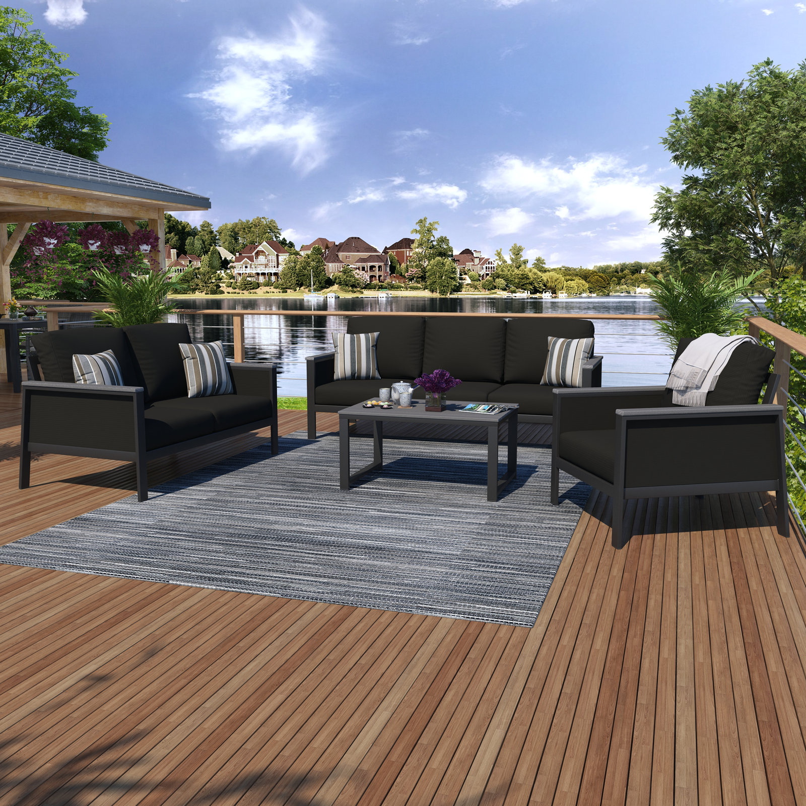 Townsend 8-Person Sunbrella® Patio Seating Group, Canvas Black