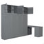Grand lit escamotable mural avec bureau, tablettes de rangement et grands armoires