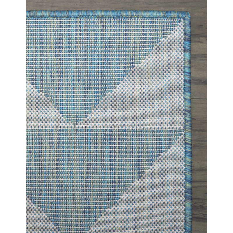 Tapis bleu sarcelle intérieur / extérieur Camdenton, Rectangle 6 pi 6 po x 9 pi 6 po