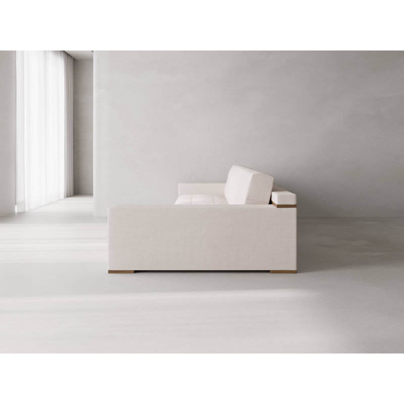 Indio Sectional With Bench, Nevis Ivory Polyester Blend
