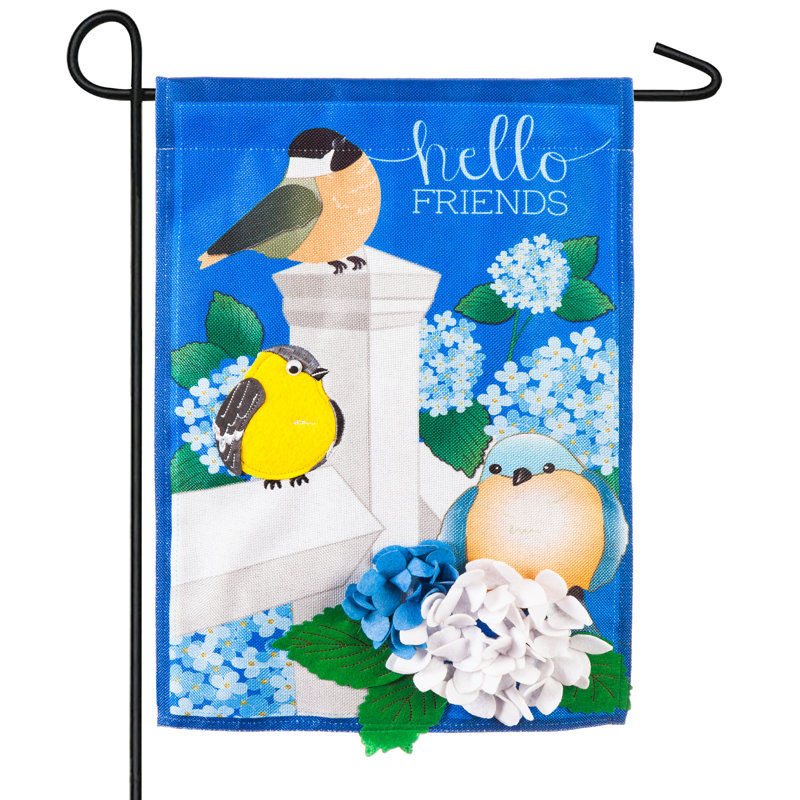 Drapeau de jardin en polyester hortensia