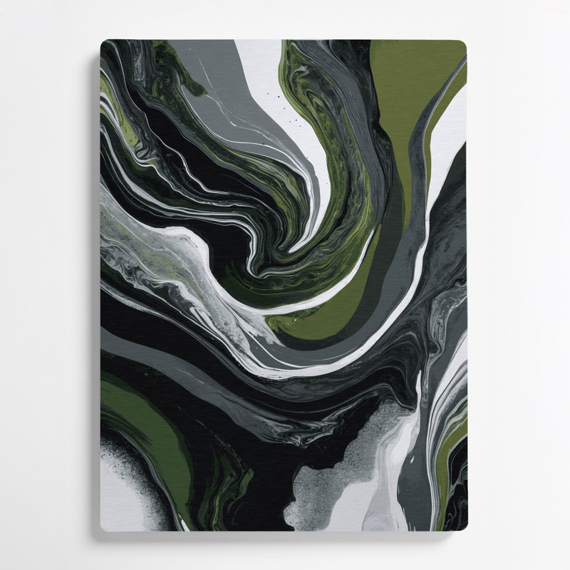 Abstrait art fluide gris 59, H 12 po x l 18 po