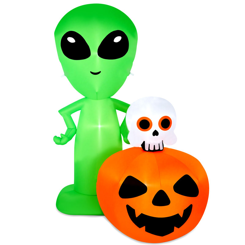 Alien gonflable de 6,8 pi avec décorations de citrouille d'Halloween