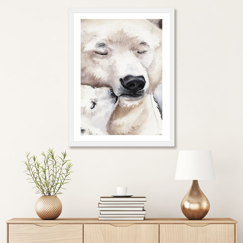 Décoration murale ours polaire pour enfants, H 24 po x l 16 po x P 1 po, Papier encadré blanc