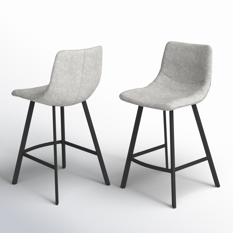 Castillon Upholstered Counter Stool with Metal Frame, Gray