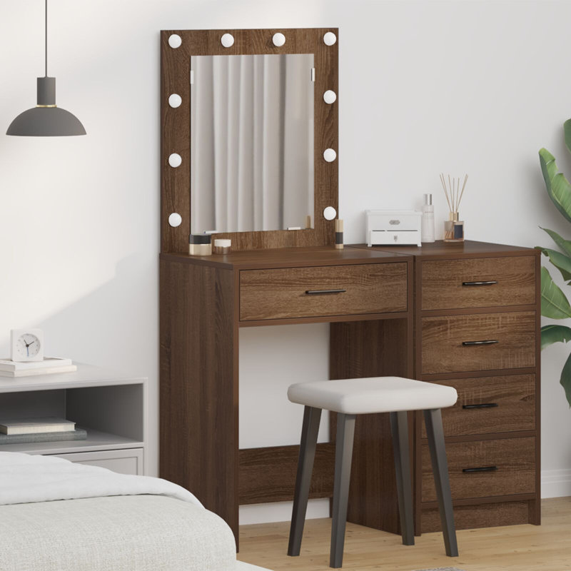 Particle Board, MDF 50 X 41 X 135 Cm Mirror, Brown Oak