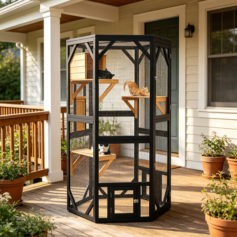 Enceinte d'extérieur pour chat 70 "avec housse imperméable pour chats multiples 70" Catio