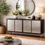 Buffet Betie, acier texturé, bois noir, 72 po