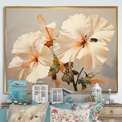 Hibiscus beige, reproduction d'art sur toile