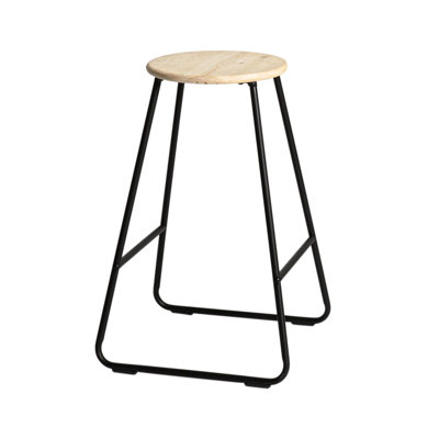 Solid Wood Bar Stool with Steel Frame