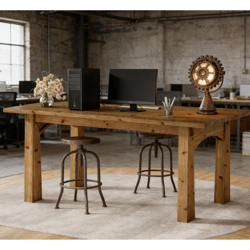 Bureaux en bois robuste pour espaces modernes, fabrication en bois massif, utilisation polyvalente