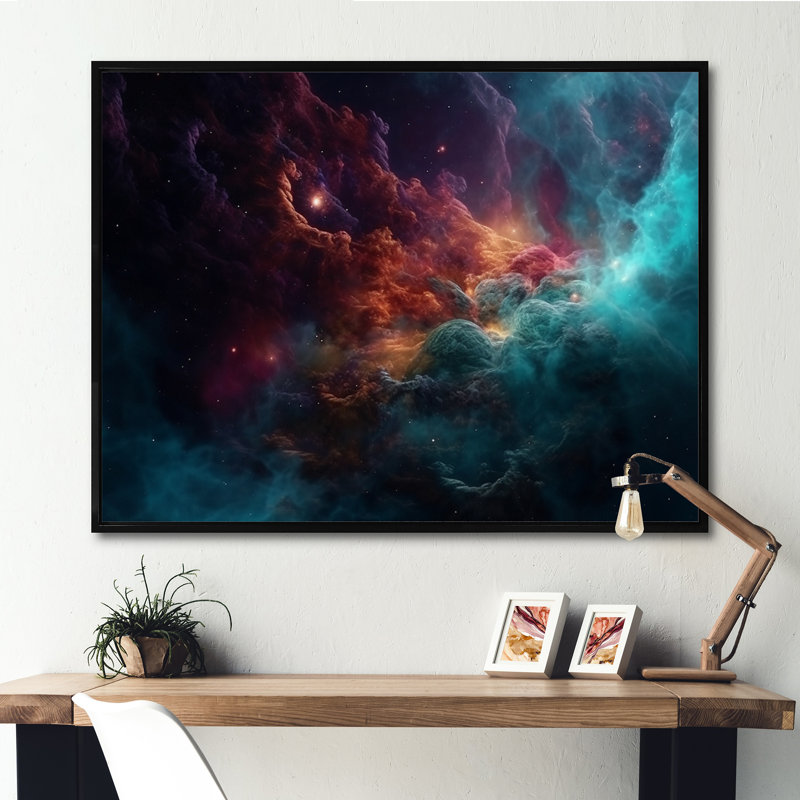 Imagine Space VI sur toile, H 30 po x l 40 po x P 1,5 po, Cadre flottant noir