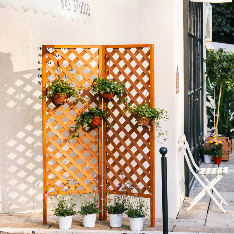  76"H 100% Cedar Wood Lattice Panel Trellis 