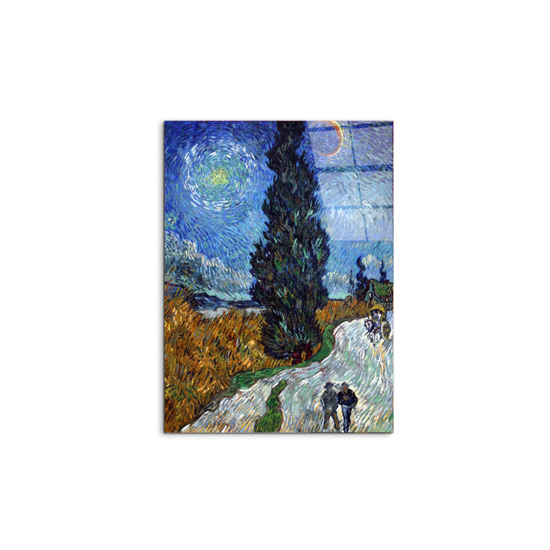 Country road in Provence By Van Gogh Vincent 80cm H X 60cm W CrystalArt Material Acrylic Glass Effect, Frameless Panel Lightweight Ready to Hang