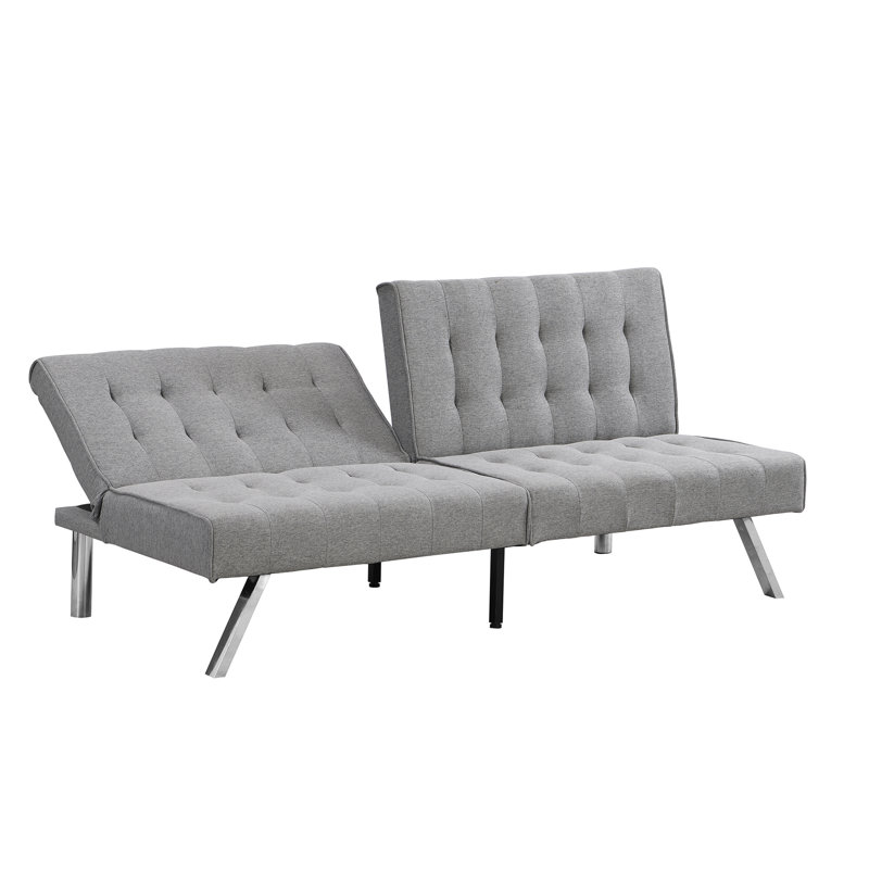 WOOD FRAME, STAINLESS LEG, FUTON, SOFA BED GREY, Gray