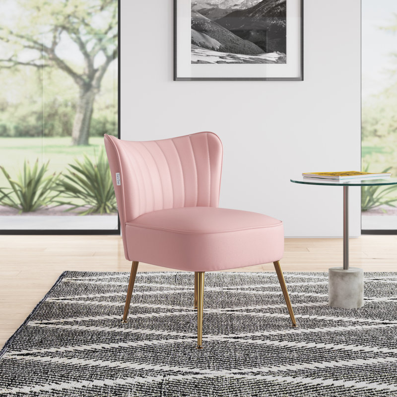 Dominique Velvet Wingback Chair, Pink