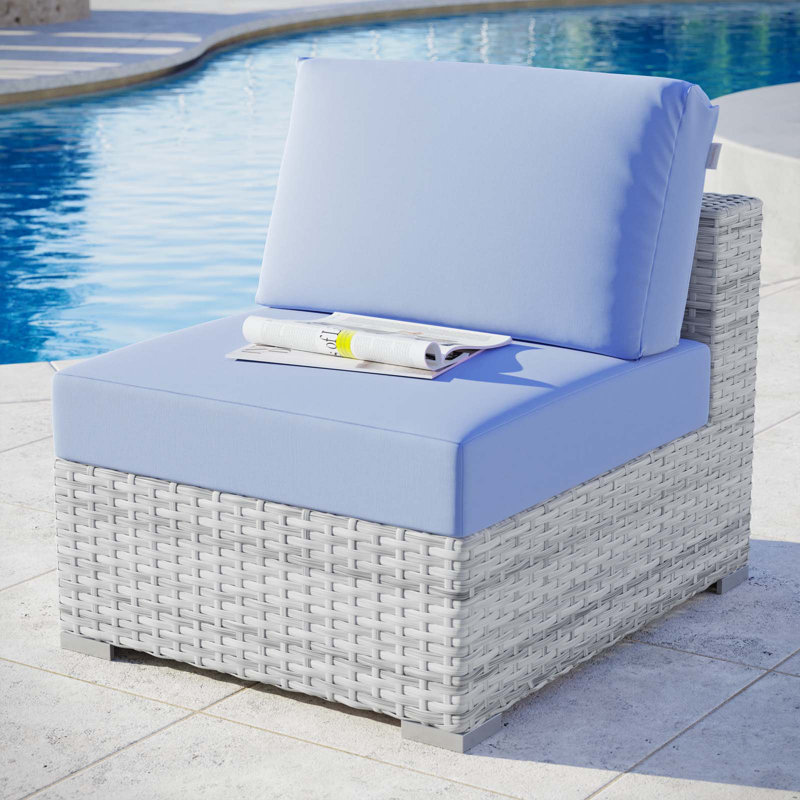 Fauteuil d'extérieur sans accoudoirs Convene, Bleu clair