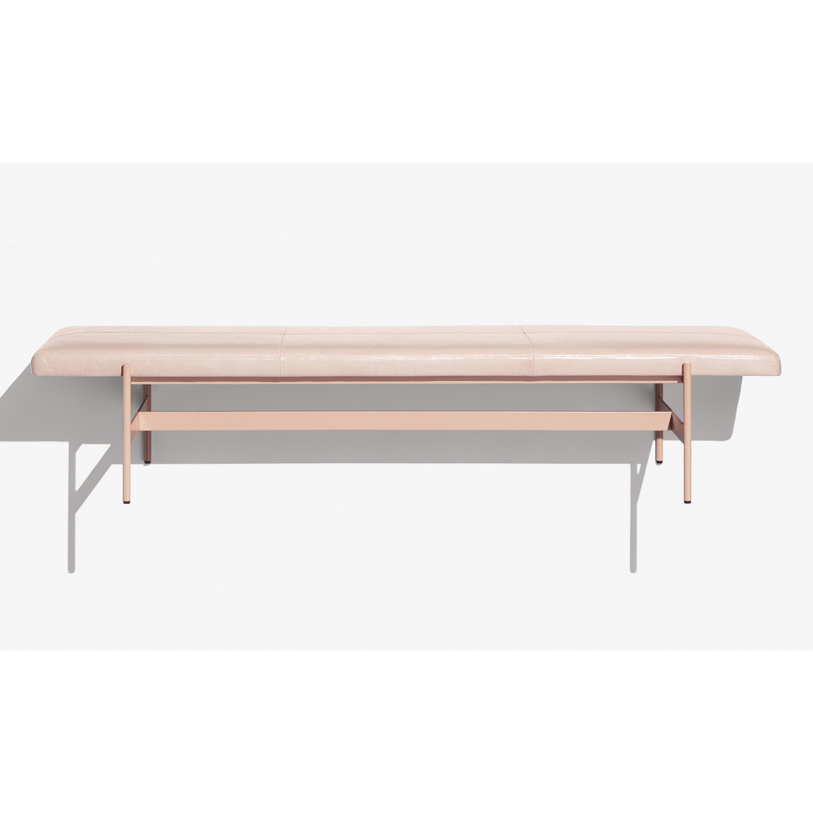 Daybench Genuine Leather Bench, Blush, Blush, 14" H x 75" W x 24" D