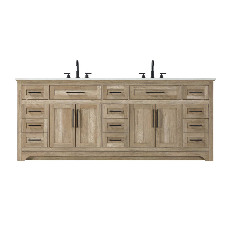 Meuble-lavabo double 84 po en chêne naturel, Chêne naturel