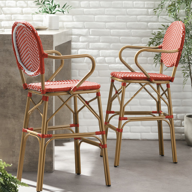 Extérieur et aluminium français, rouge, siège de 29,5 po, rouille, jardin et partie de 2 pour utilisation, aluminium, preuve, caractéristique