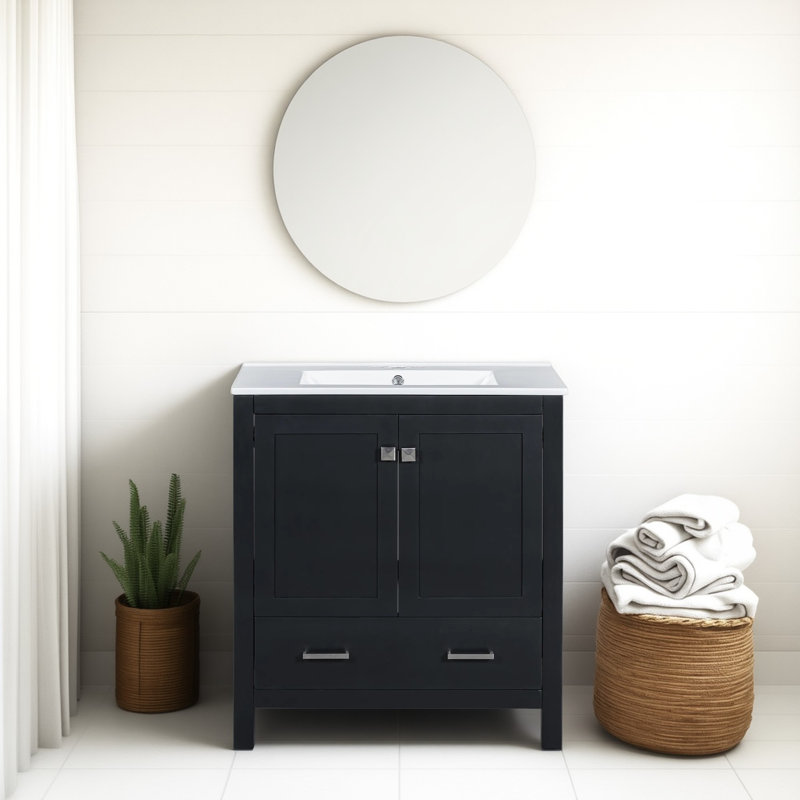 Ensemble de meuble-lavabo encastré 30 po, Noir