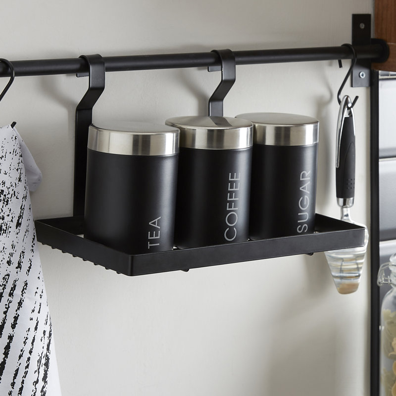 Metal Rectangle Hanging Pot Rack, Black, 19cm H x 19cm W x 13cm D