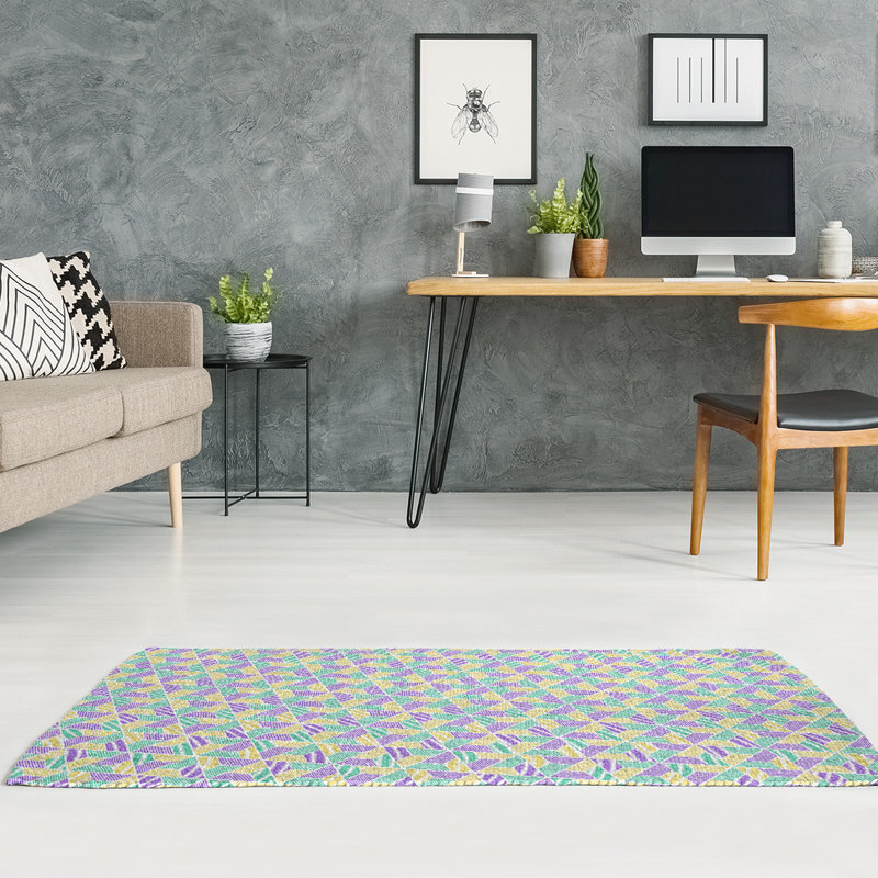 Tapis de zone aquamarine/violet trapézoïdals, Rectangle 4 pi x 6 pi