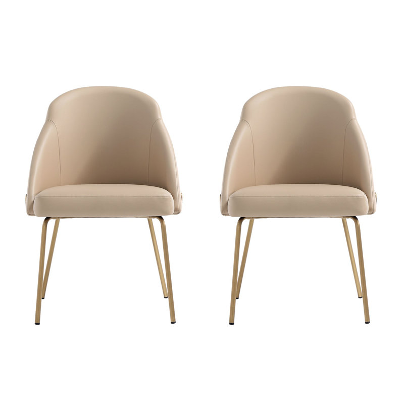 Fakenham Leatherette Dining Chair with Steel Legs, Tan, Gold, 4