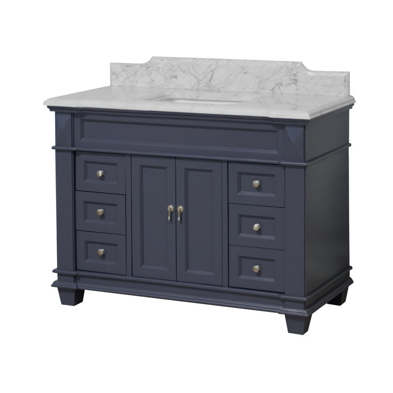 Ensemble de meuble-lavabo simple 48 po Ensa, Marbre de Carrare, Gris marine
