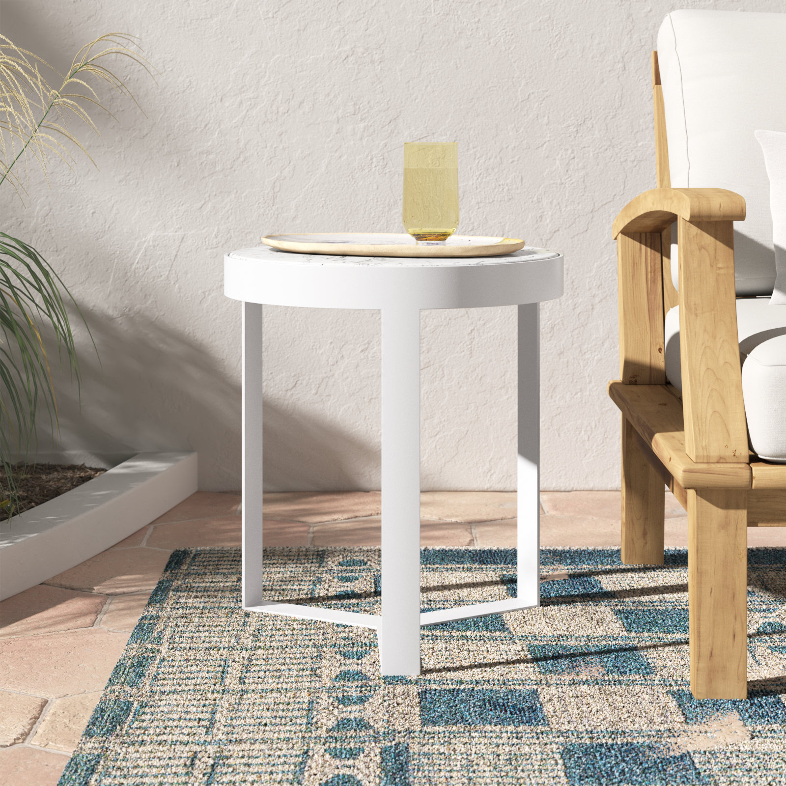 Megara 18'' Marble Outdoor Side Table
