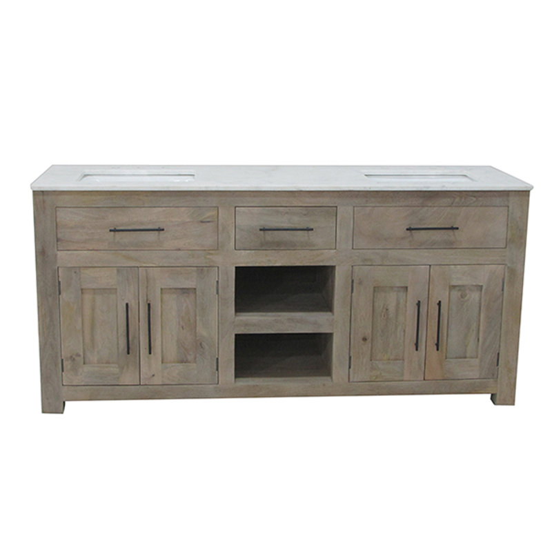 72'' Double Bathroom Vanity with Marble Top