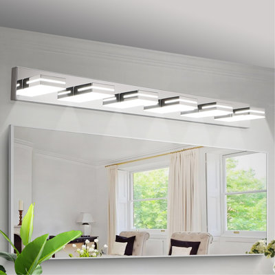 Modern Chrome LED Vanity Light, 6-Lights Wall Sconce for Bathroom and Mirror, Sleek Minimalist Design, Energy-Efficient, Easy to Install