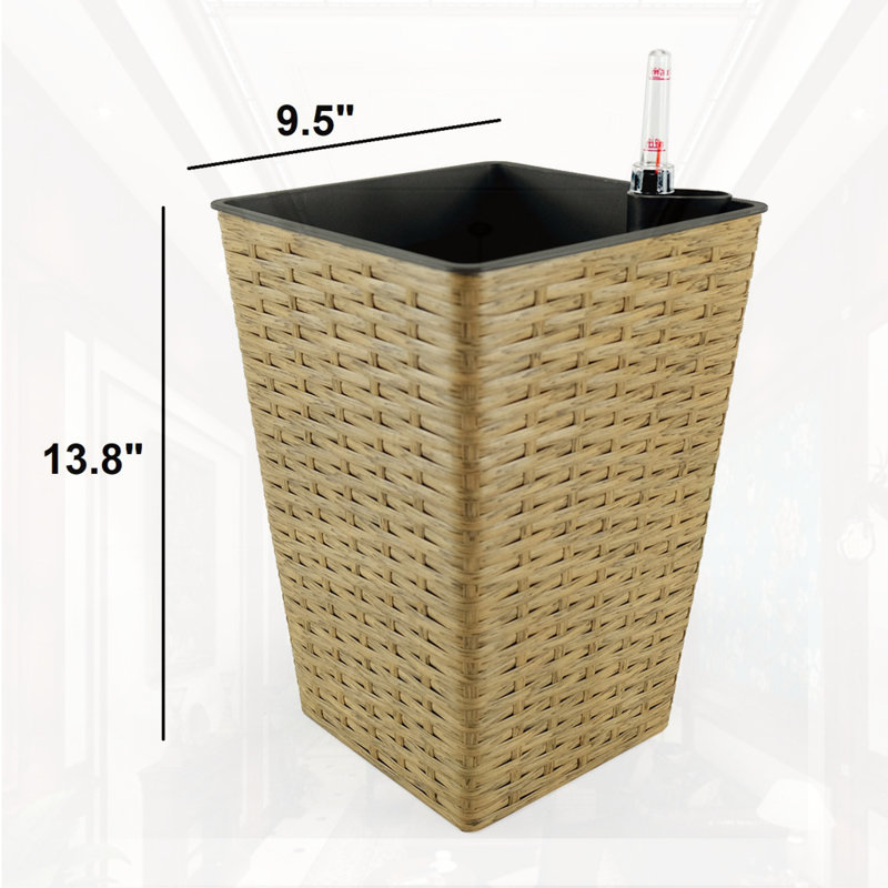 2-Pack Smart Self-watering Square Planter, Brown